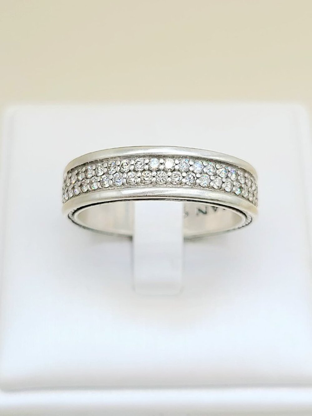 David Yurman Streamline Two Row Ring w/ Pavé White Diamonds - Size 12